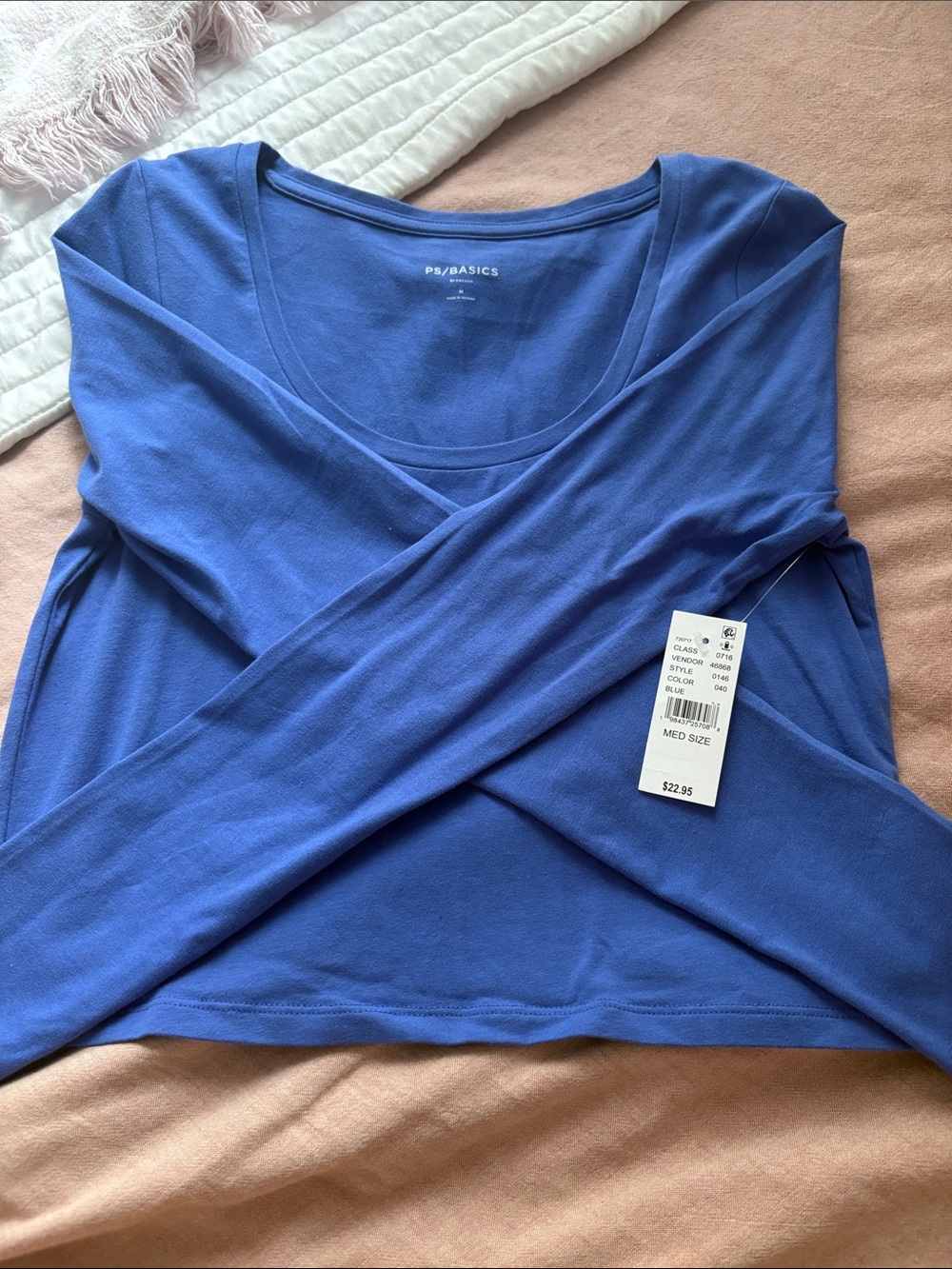 PacSun PS/Basics Royal Blue Long-Sleeve Scoop Neck Top